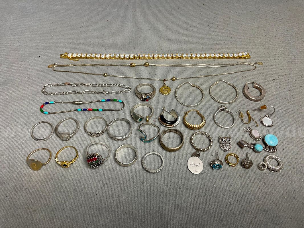 Lot of Silver Jewelry, 110 Grams