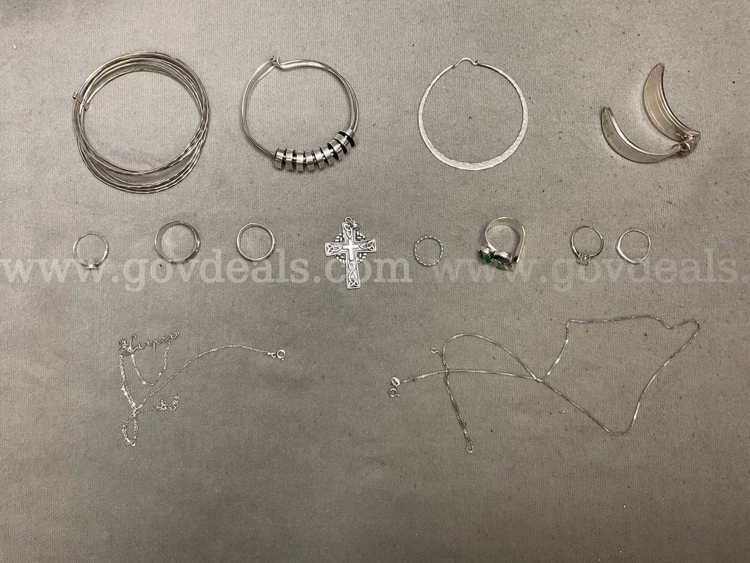 Lot of Sterling Silver Jewelry, 121.34 Grams Total Weight