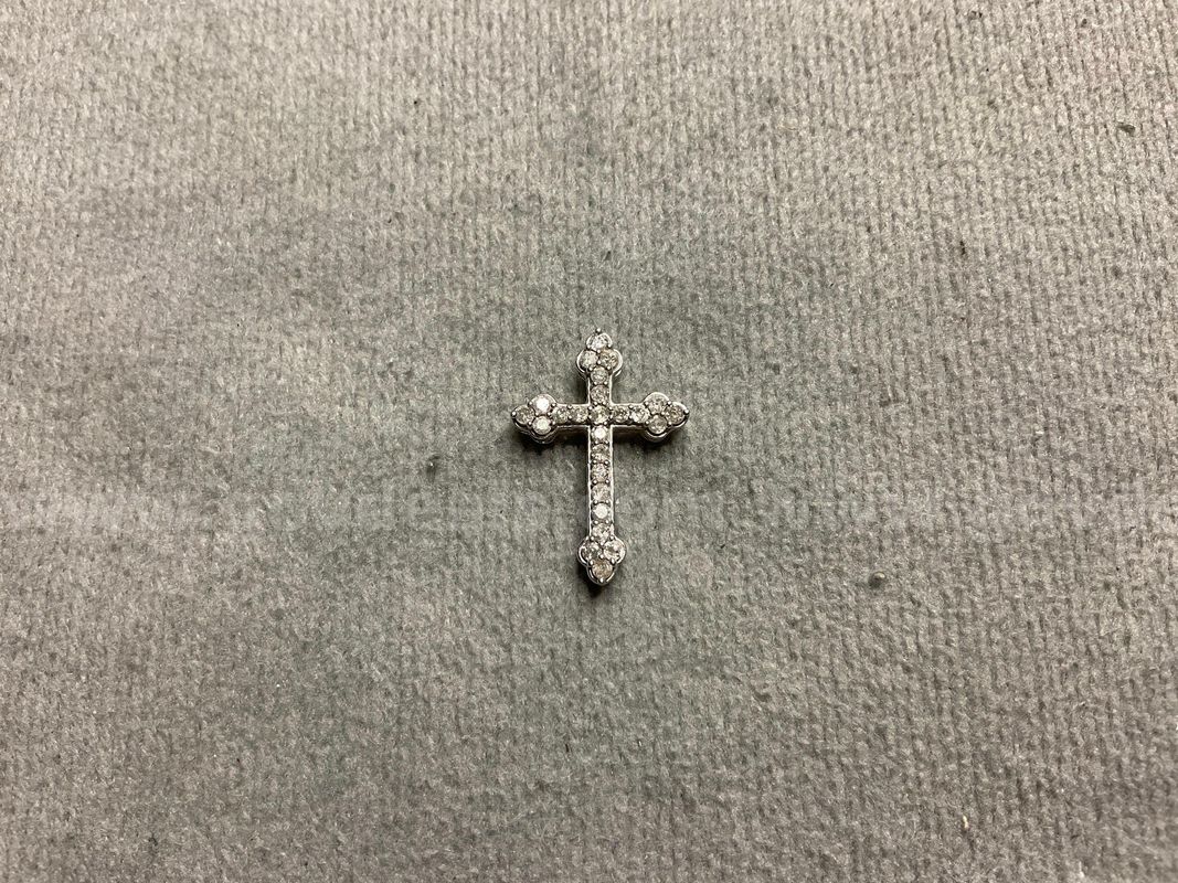 Gold Cross Pendant With Diamonds, 1.11g Total Weight