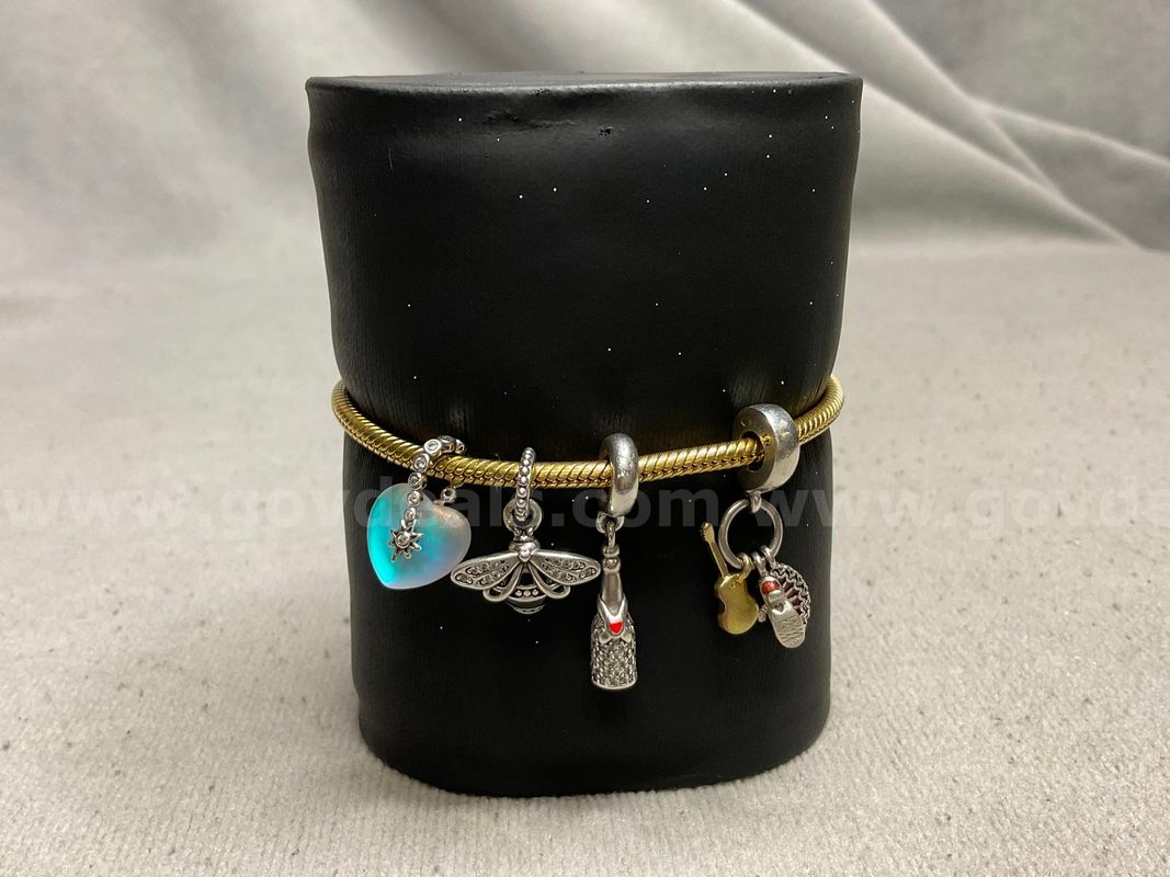 Fashion Bracelet Labeled Pandora With Sterling Silver Charms, 21.99g Total Weight