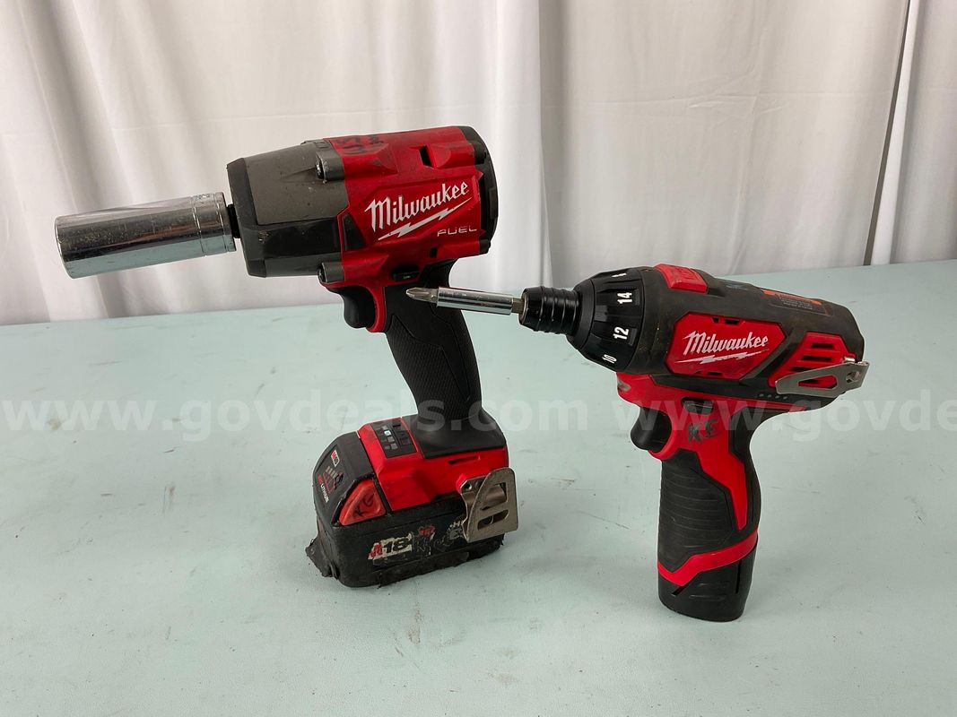 2 - Milwaukee Cordless Power Tools With Batteries: 2401-20 Screwdriver & 2962-20 Impact Wrench