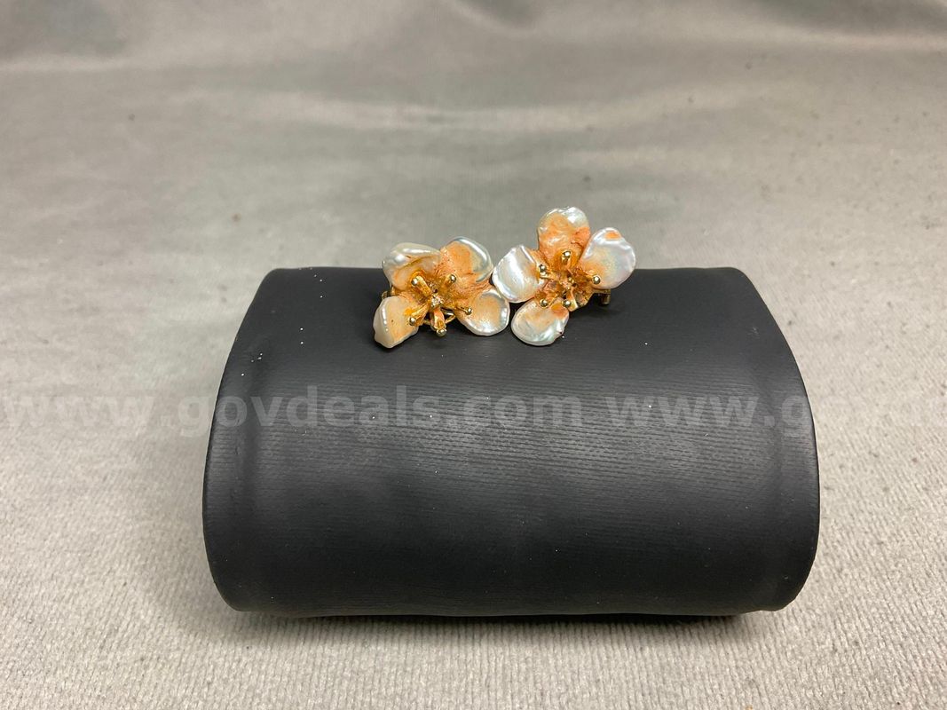 Gold Earrings With Stones, 4.85 Grams