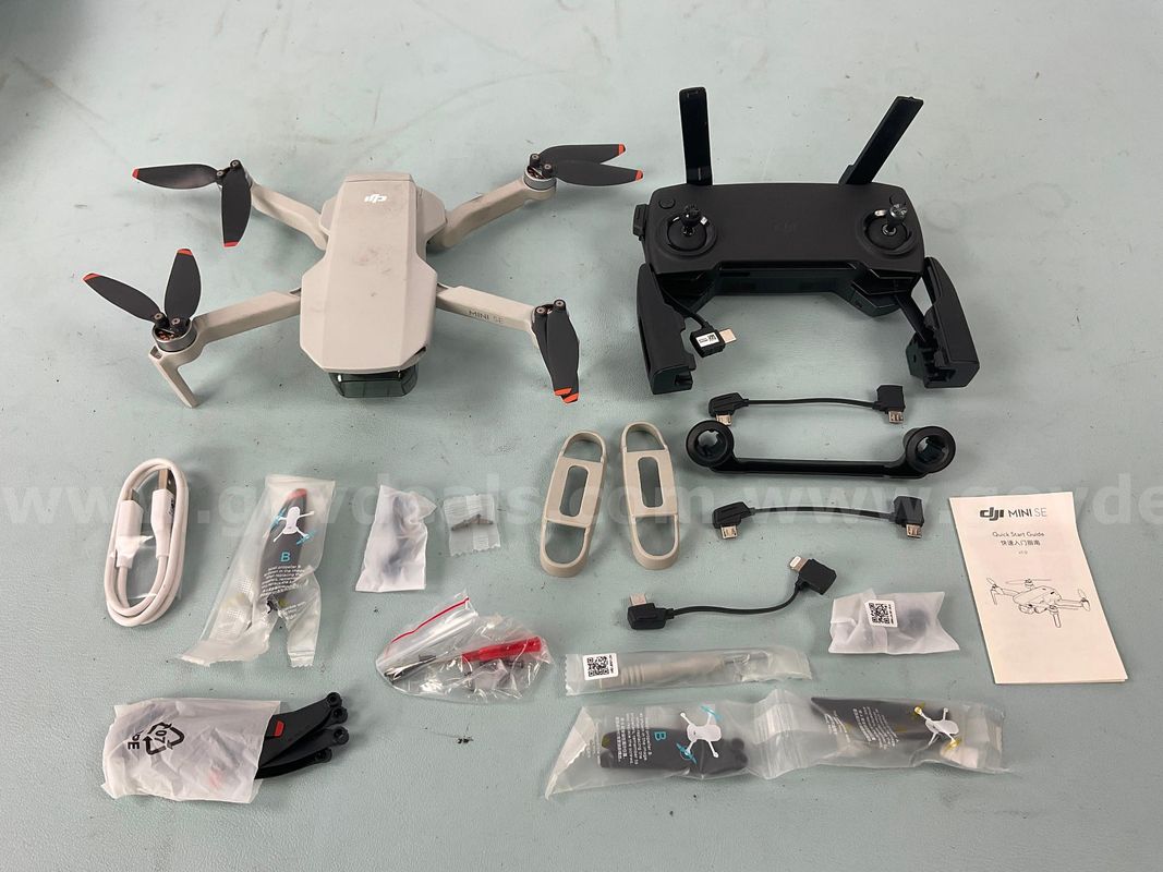 DJI Mini SE Drone, Model: MT2SS5 with Battery, Controller, and Accessories with Box (Powers On, Cracked Plastic)