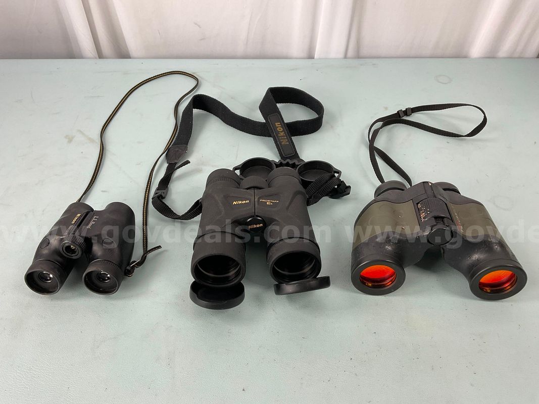 3 - Binoculars: Nikon Prostaff 3S 10x42, Tasco Futura LE 7x35 & Nikon & LL Bean Travelite III