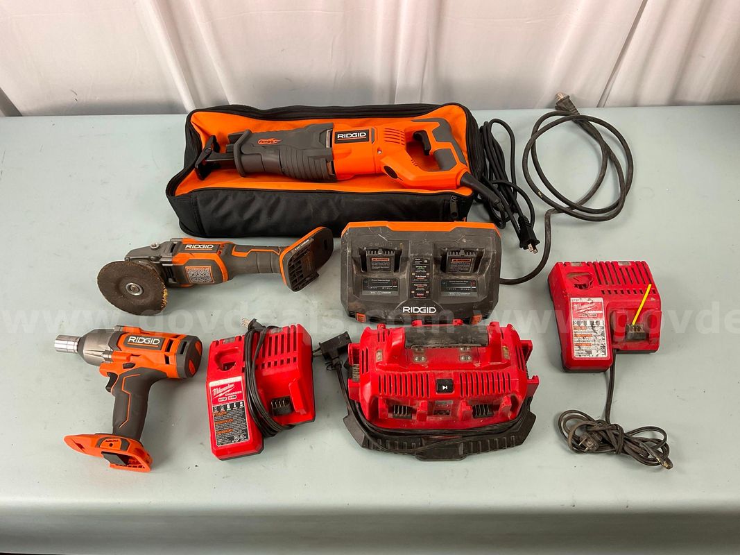 4 - Ridgid Products & 3 - Milwaukee Battery Chargers