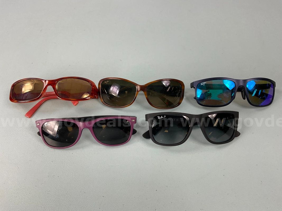 5 - Fashion Sunglasses, Labeled as 2 - Ray-Ban & 3 - Maui Jim