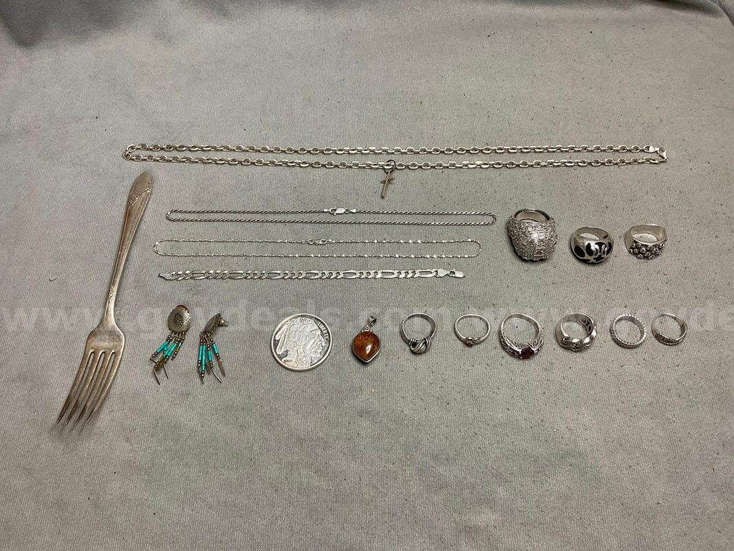 Lot of Sterling Silver Items, 228 Grams Total Weight