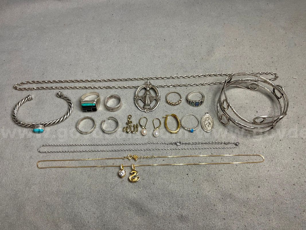 Lot of Sterling Silver Jewelry, 126 Grams Total Weight