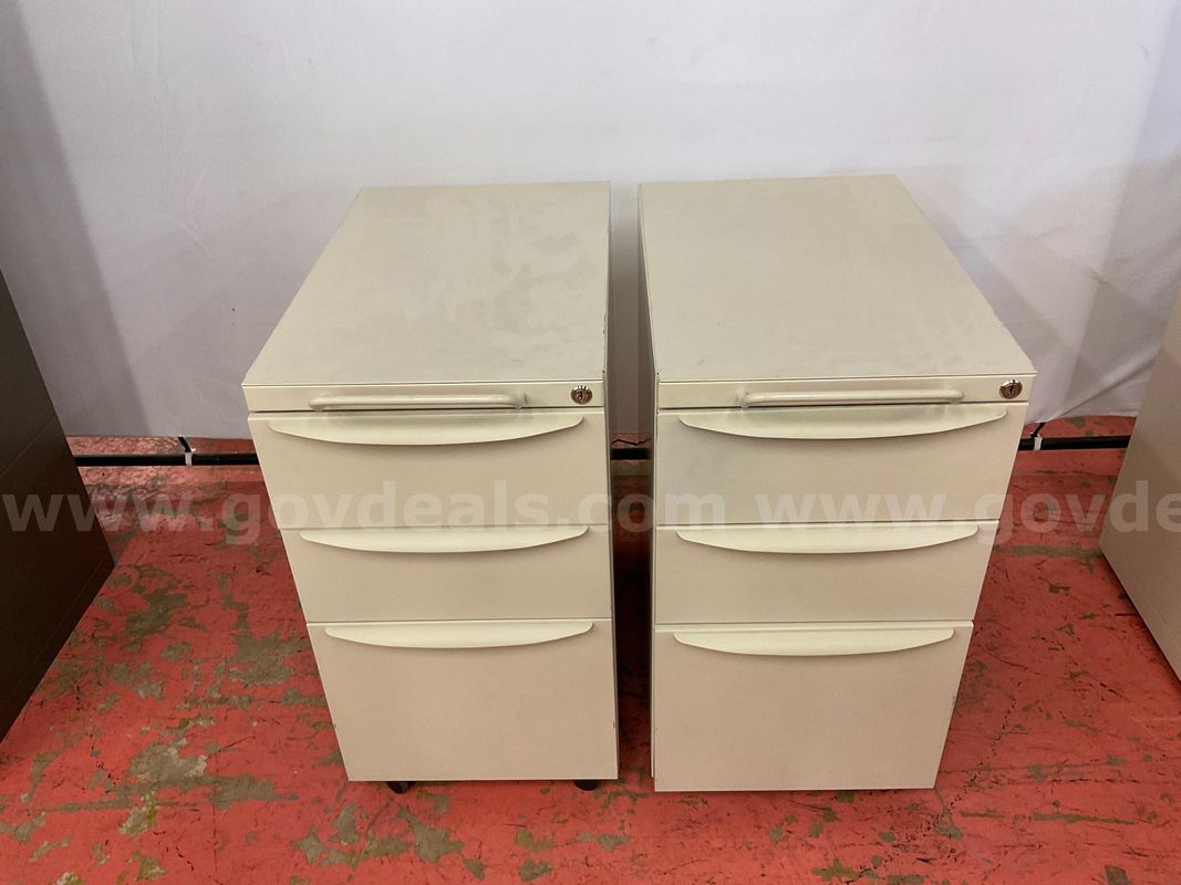 2 - Metal Filing Cabinets on Wheels, 28"x23"x15"
