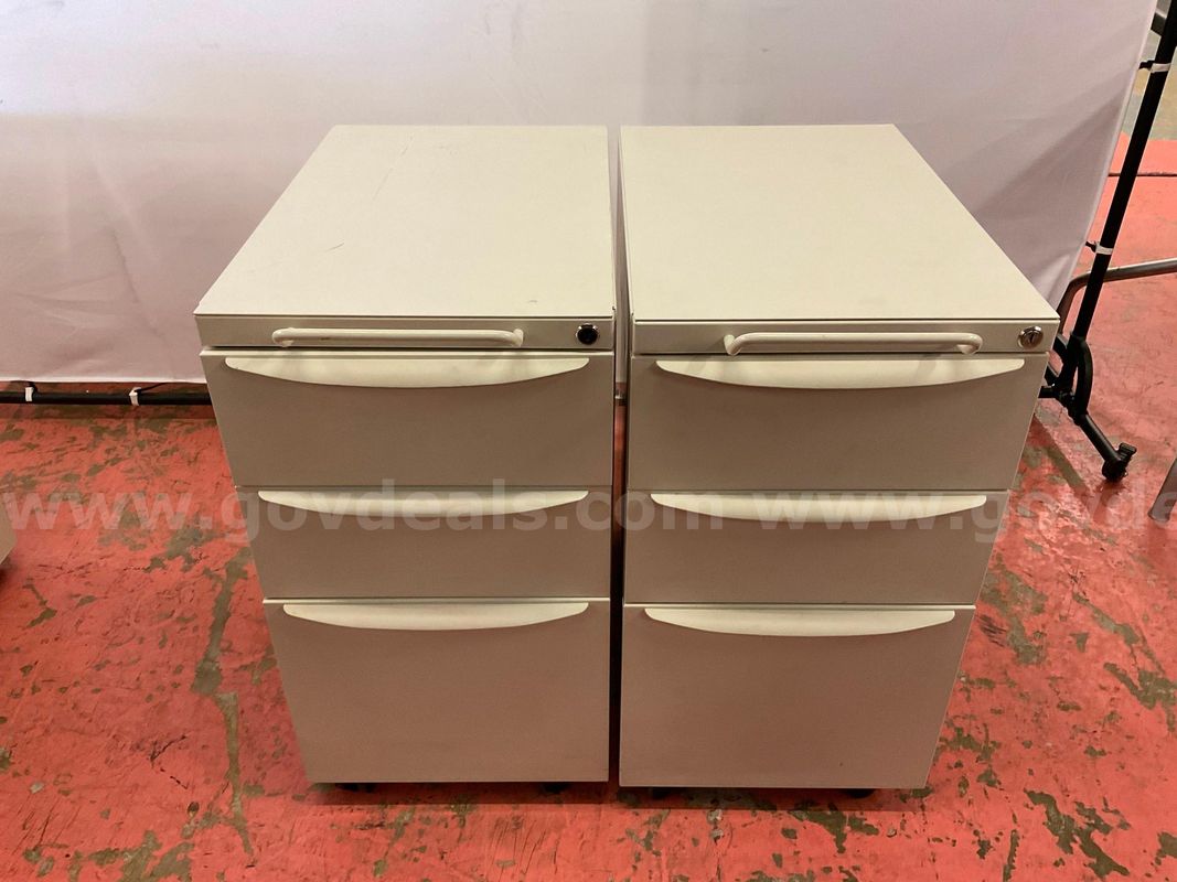 2 - Metal Filing Cabinets on Wheels, 28"x23"x15"