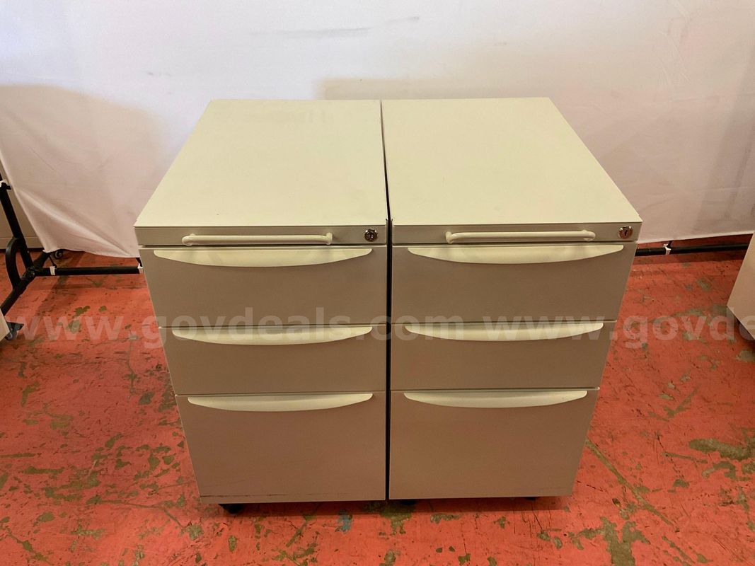 2 - Metal Filing Cabinets on Wheels, 28"x23"x15"