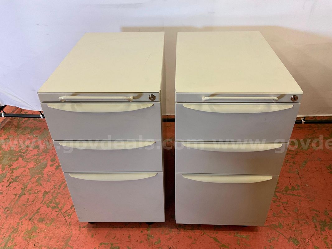 2 - Metal Filing Cabinets on Wheels, 28"x23"x15"