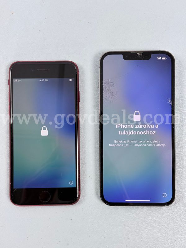 2 - Apple iPhones (User Locked, Both Power On): iPhone 13 Pro & iPhone SE (Both Power On)