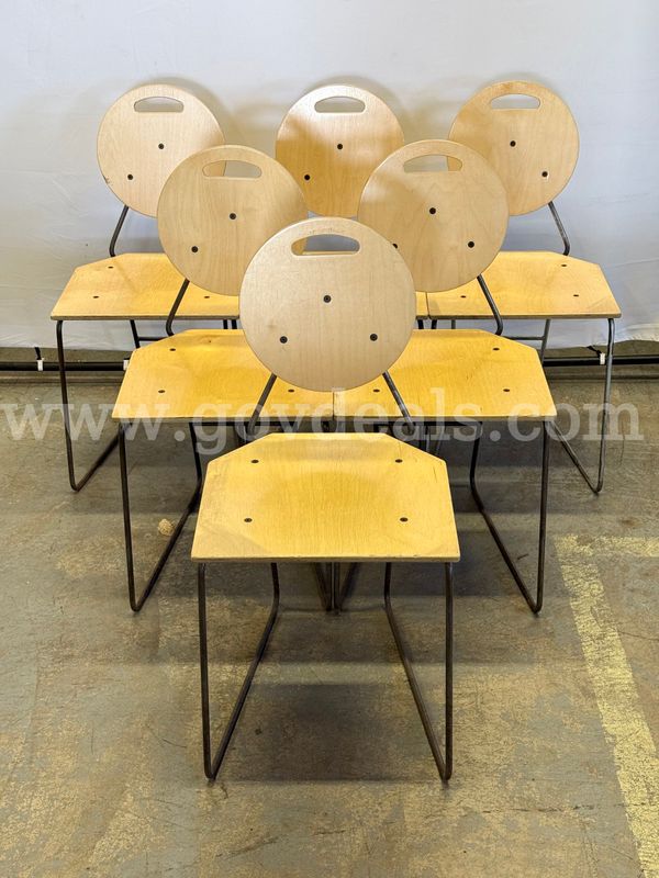 6 - Unknown Brand Wooden and Metal Chairs (With Signs of Wear)