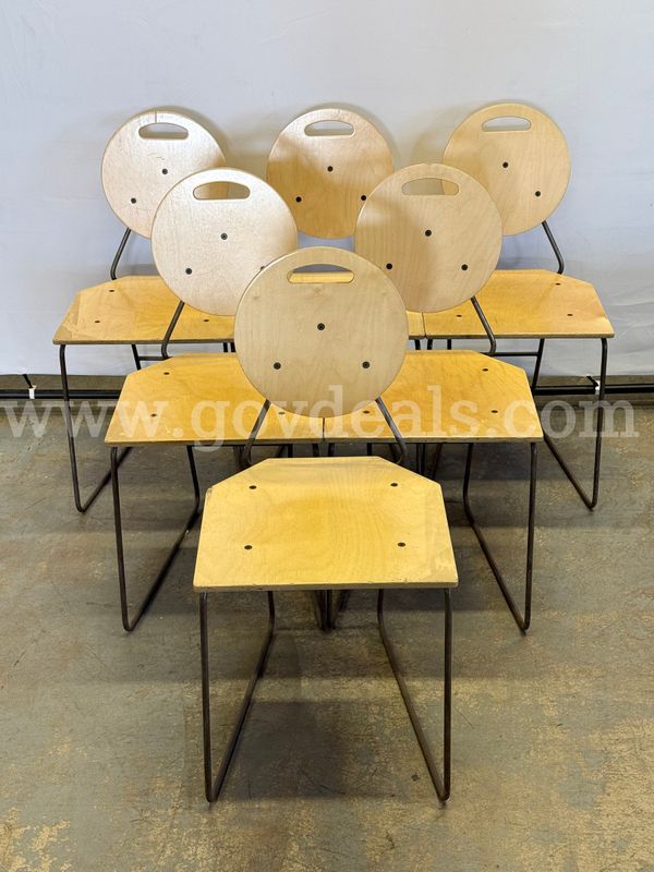 6 - Unknown Brand Wooden and Metal Chairs (With Signs of Wear)