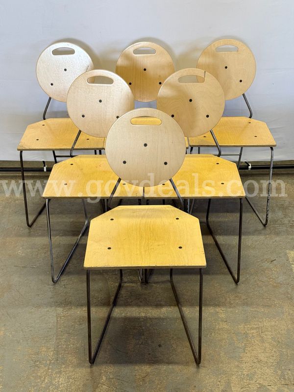 6 - Unknown Brand Wooden and Metal Chairs (With Signs of Wear)
