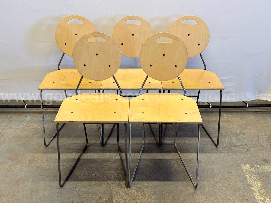 5 - Unknown Brand Wooden and Metal Chairs (With Signs of Wear)