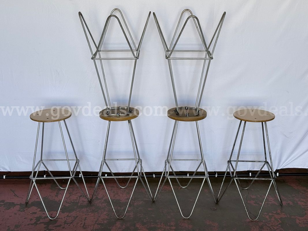 6 - Wooden and Metal Stools (With Signs of Wear)