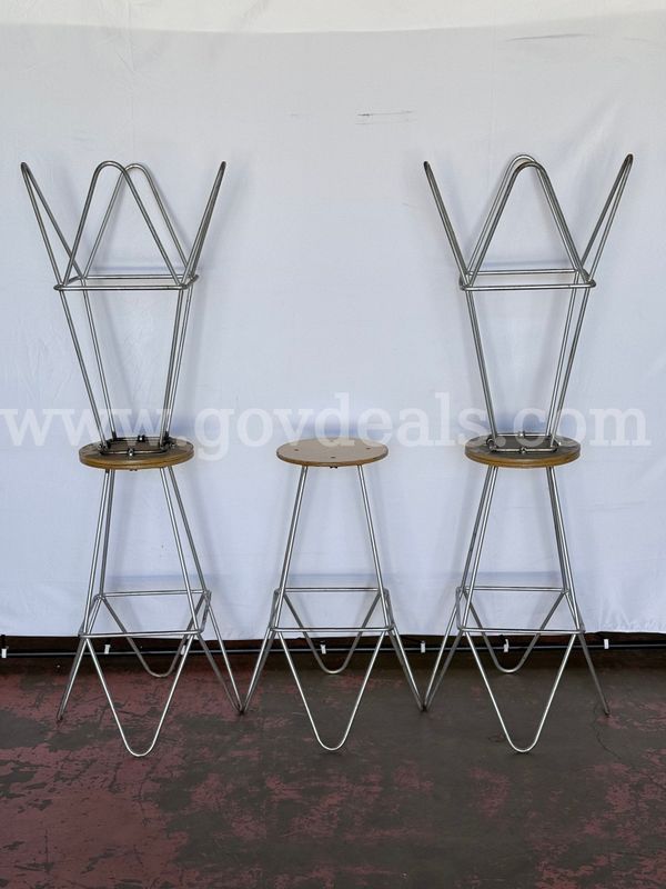 5 - Wooden and Metal Stools (With Signs of Wear)