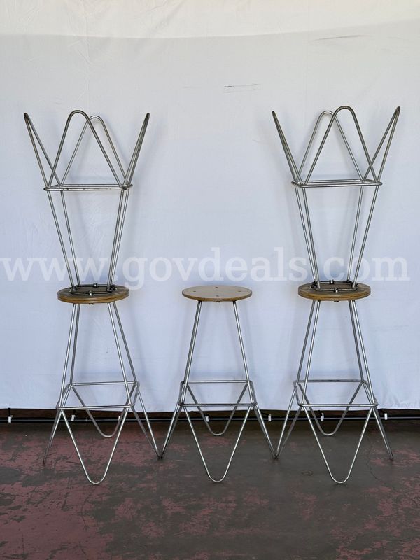 5 - Wooden and Metal Stools (With Signs of Wear)