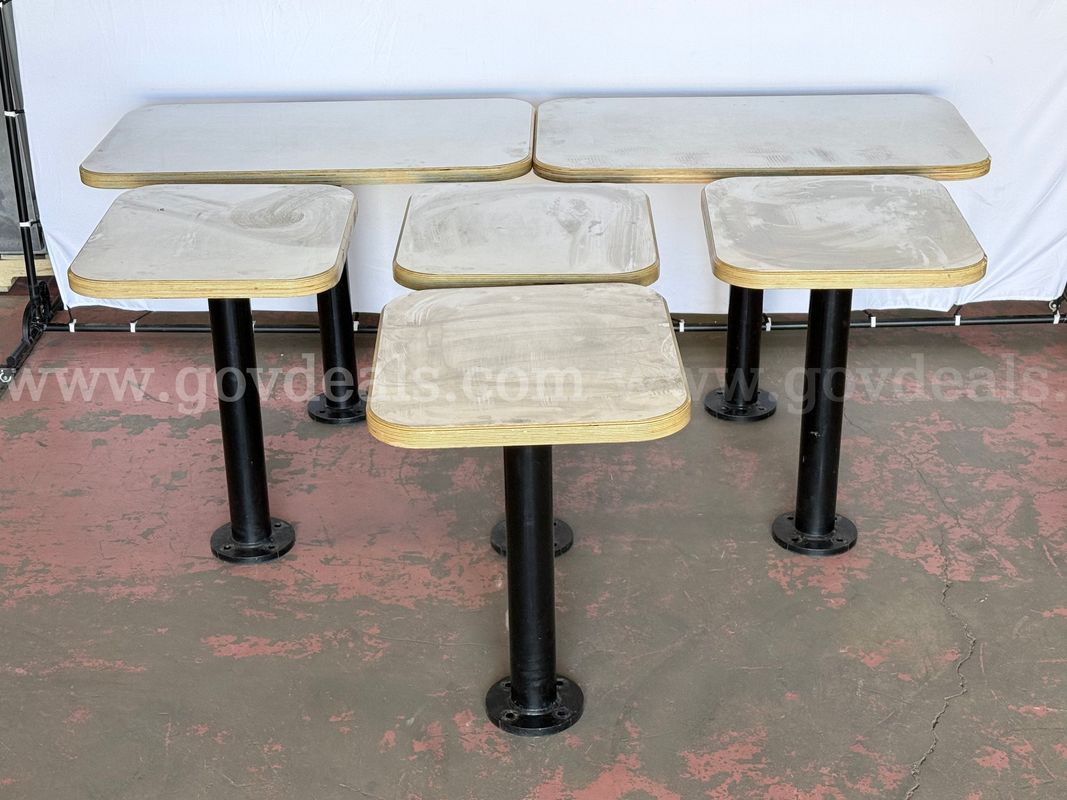 6 - Stainless Steel Topped Wooden & Metal Tables