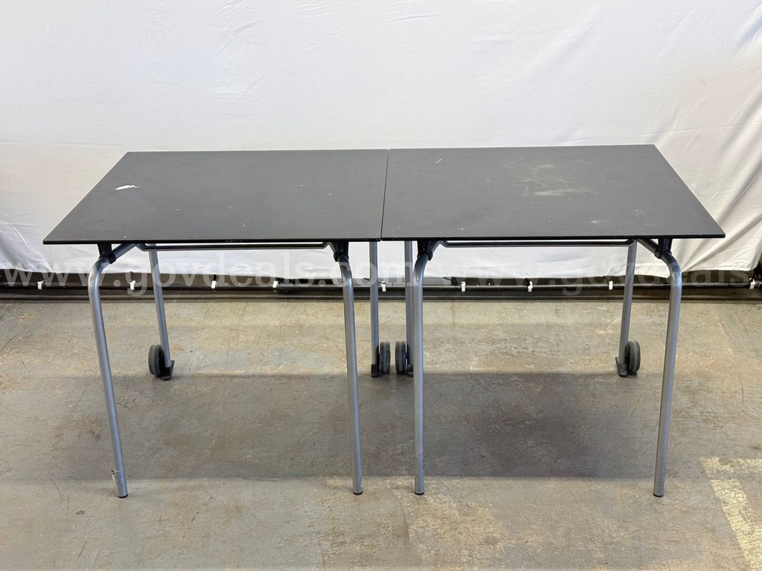 2 - Unknown Brand Mobile Flip-Top Nesting Tables, (L) 31.5" x (W) 31.5" x (H) 29" (With Signs of Wear)