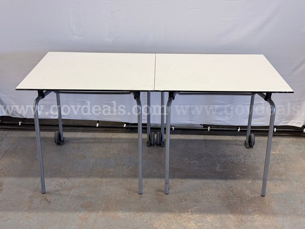 2 - Unknown Brand Mobile Flip-Top Nesting Tables, (L) 31.5" x (W) 31.5" x (H) 29" (With Signs of Wear)
