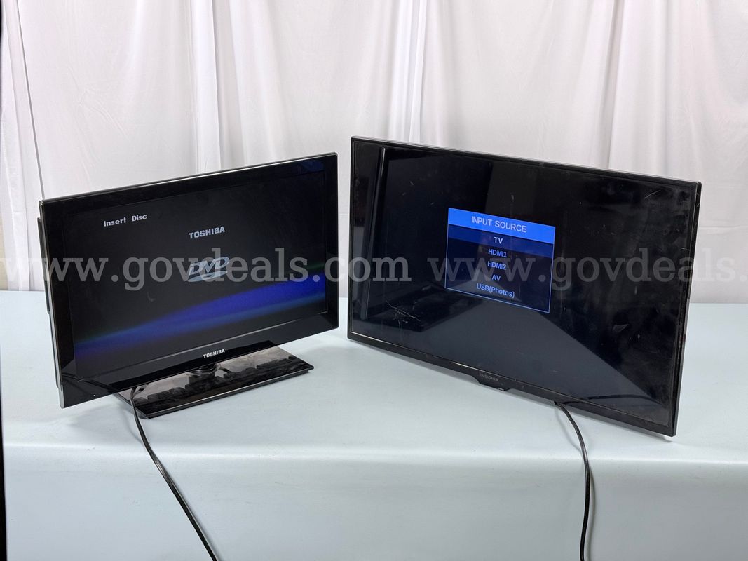 2 - Televisions (Both Power On & Missing Remotes): 1 - Toshiba & 1 - Insigna