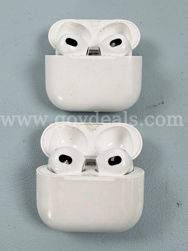 2 - Apple AirPods 3rd Gen with Charging Cases, Models: A2897 (Both Power On)