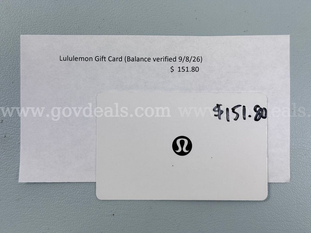 Lululemon Gift Card, Total Balance $151.80