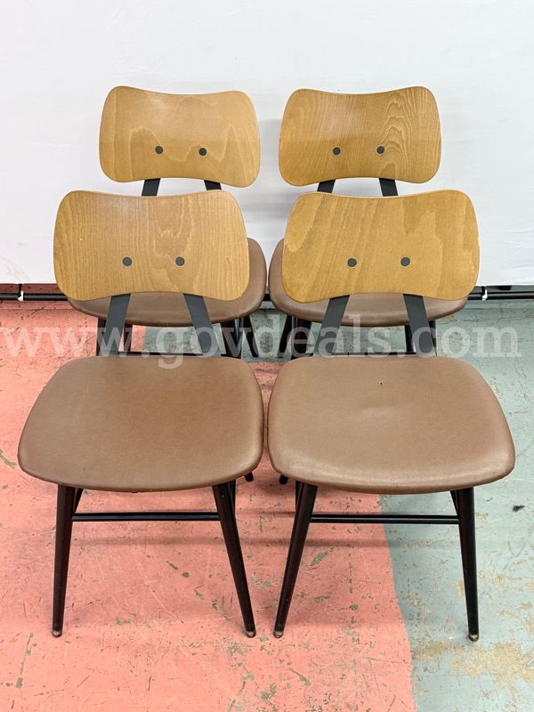 4 - Unknown Brand Wooden Upholstered Chairs