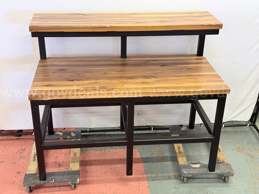 Wood Goods Industries 2-Tier Wooden & Metal Table (L) 60" x (W) 30" x (H) 48"