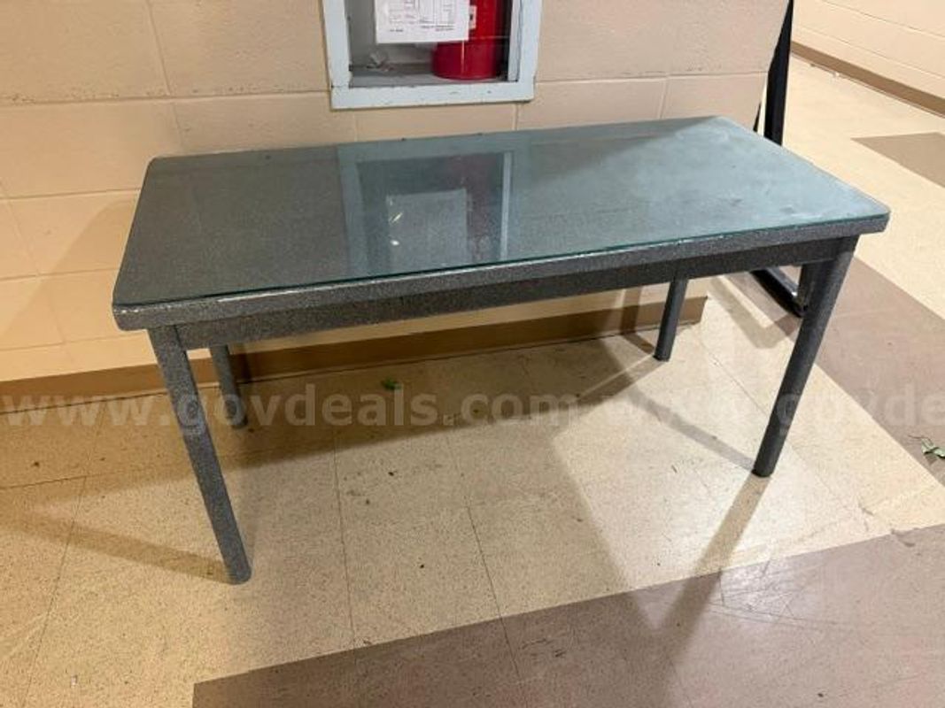 Metal Table spatter painted with a glass top