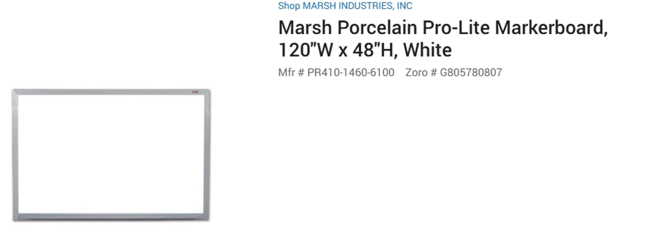 Marsh 48" x 144" Magnetic White Board w/Aluminum Frame (ID #45935) (BWHSE) (26-0228-2) 36003