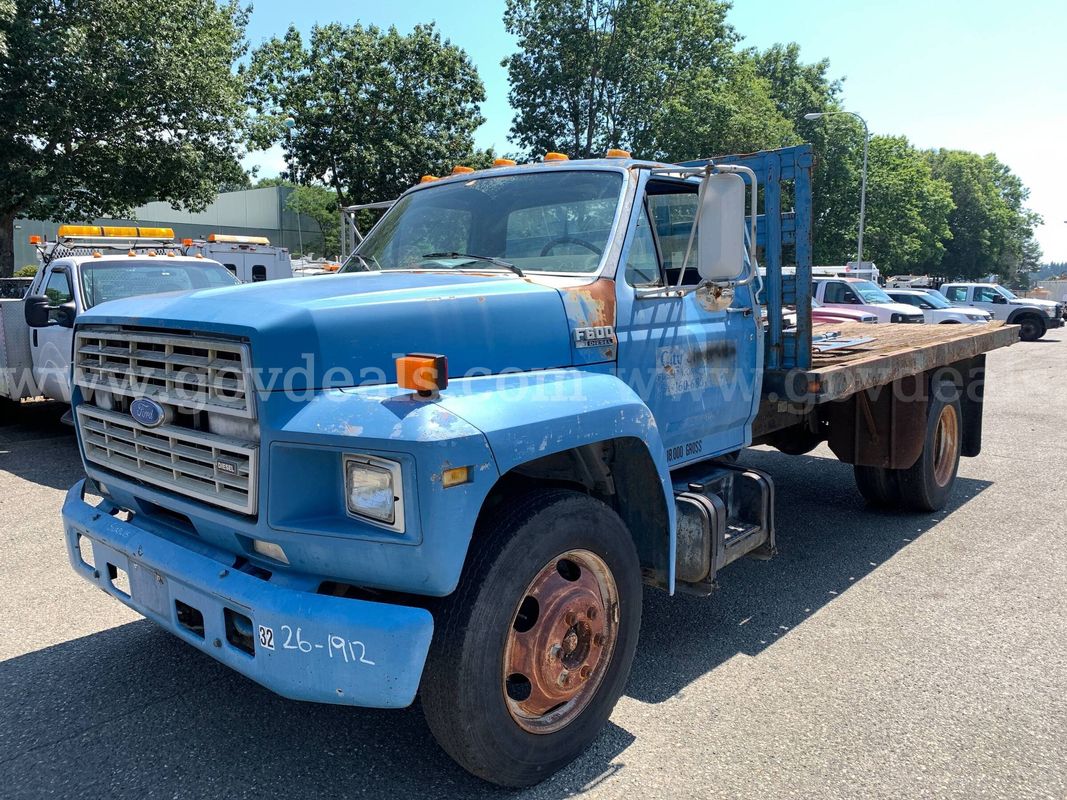 1991 Ford F600F 8'x14' Flatbed Truck (ID# 46799) (E04) (26-1912) 20503