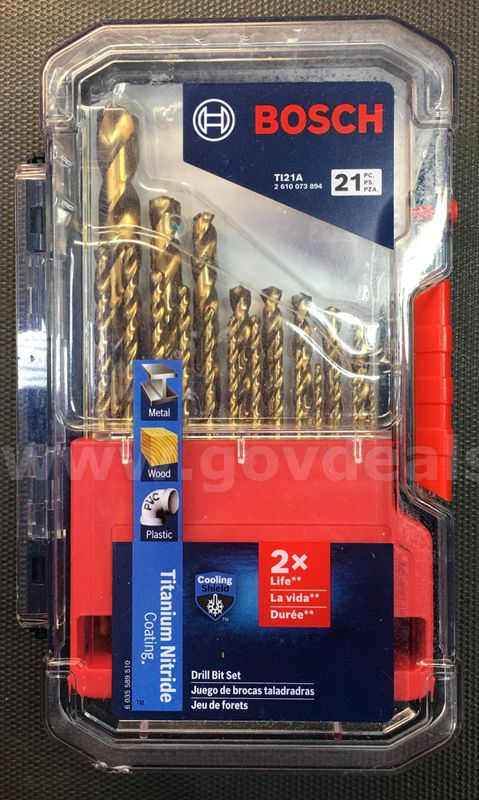 Bosch Titanium Nitride Drill Bit Set - 21pc (ID# 46847) (D-Case) (TSA) (NO UPC)
