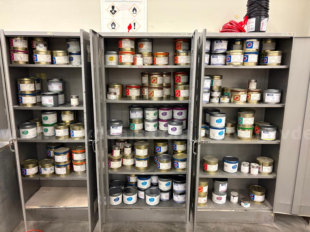 Large Lot of Printing Press Ink | 5 Pound Cans | Approx. 1,023 Pounds (ID #47026) (Off-Site) (26-2552-1) 179