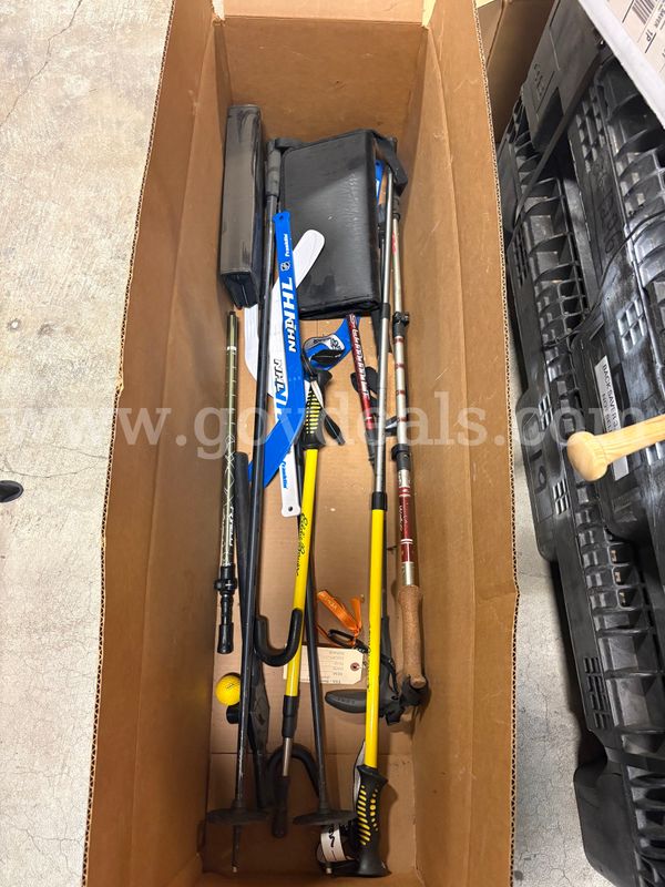 Box of Misc. Walking Poles & Other Gear (ID# 47606) (H02-3L) (No UPC)
