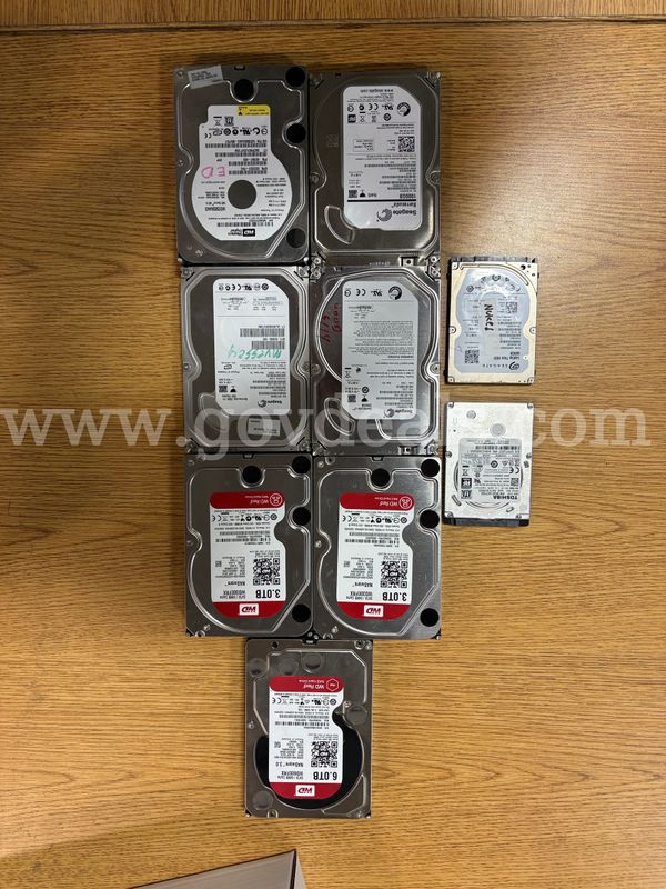 Lot of 11 Mixed HDD & SSD Computer Storage Drives – 6TB, 3TB, 2TB, 1TB & SSDs (ID# 47806) (J01-3R) (No UPC)
