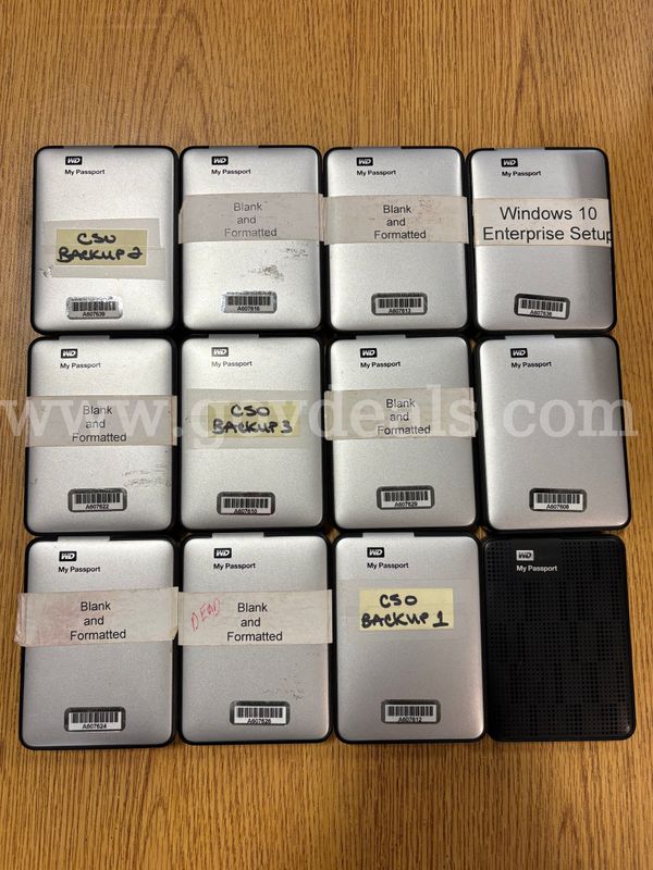Lot of 12 Western Digital WD Passport 2TB External Hard Drives (ID# 47808) (J02-2L) (No UPC)