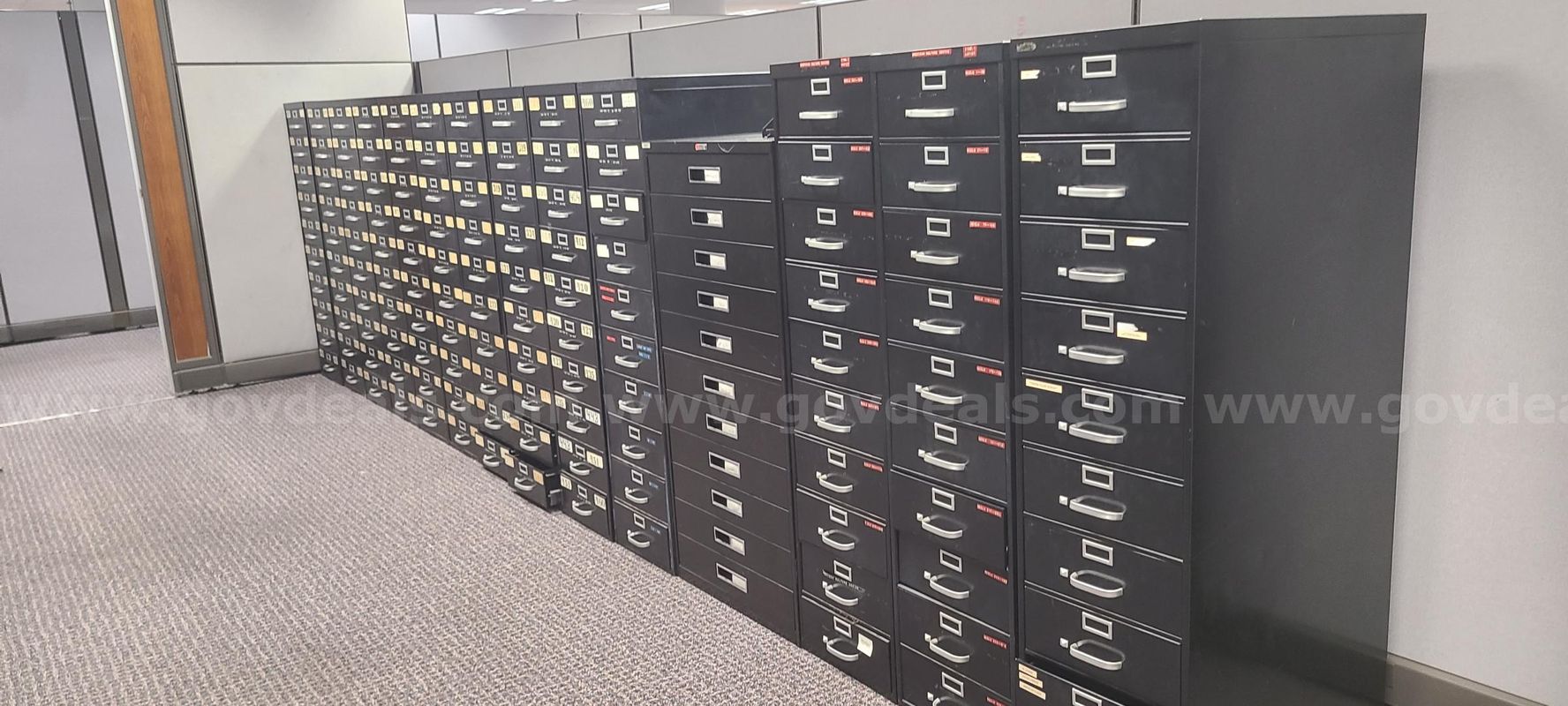 13 Microfilm cabs and 1 Microfiche cab