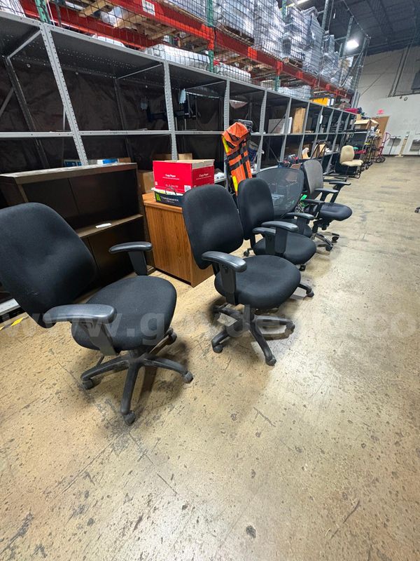 5 black office computer chairs