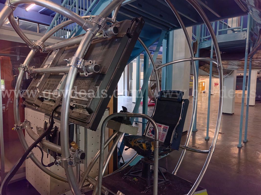 Lot of 2 Interactive 360-Degree Flight Simulators with Monitors and Controls