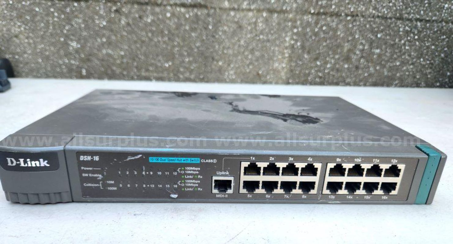 D-Link DSH-16 10/100 Dual Speed Hub with Switch (Internal ID N12, Lot #12)