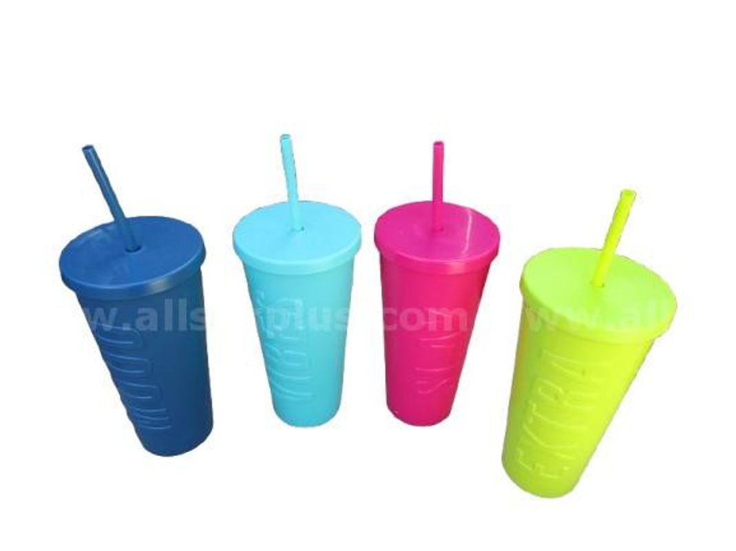 Lot of 16 Zak Designs Plastic Solid Straw Tumbler Multicolor Lidded, Dishwasher-safe 20fl oz bx24