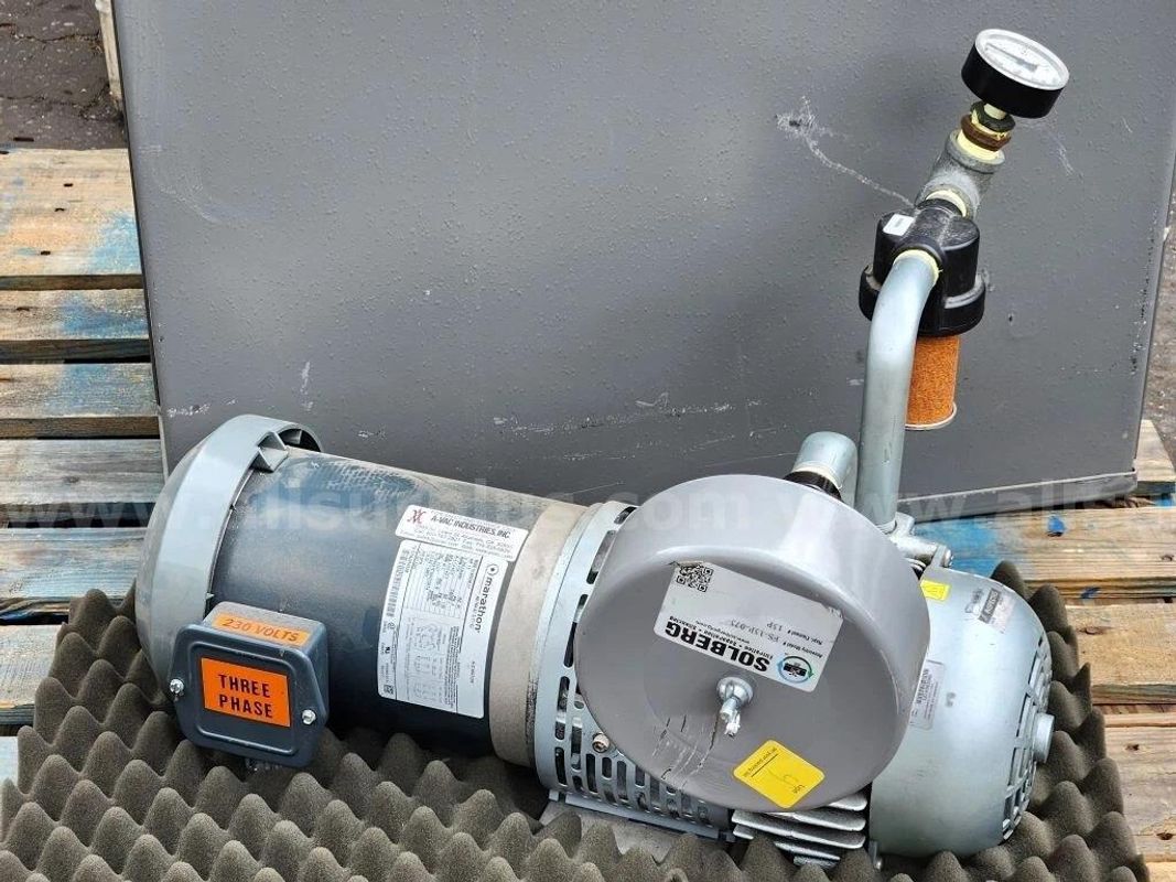 Gast 2567-V108 Vacuum Pump Assembly w/ Marathon 1.5HP 3-Phase Motor & Solberg Filter