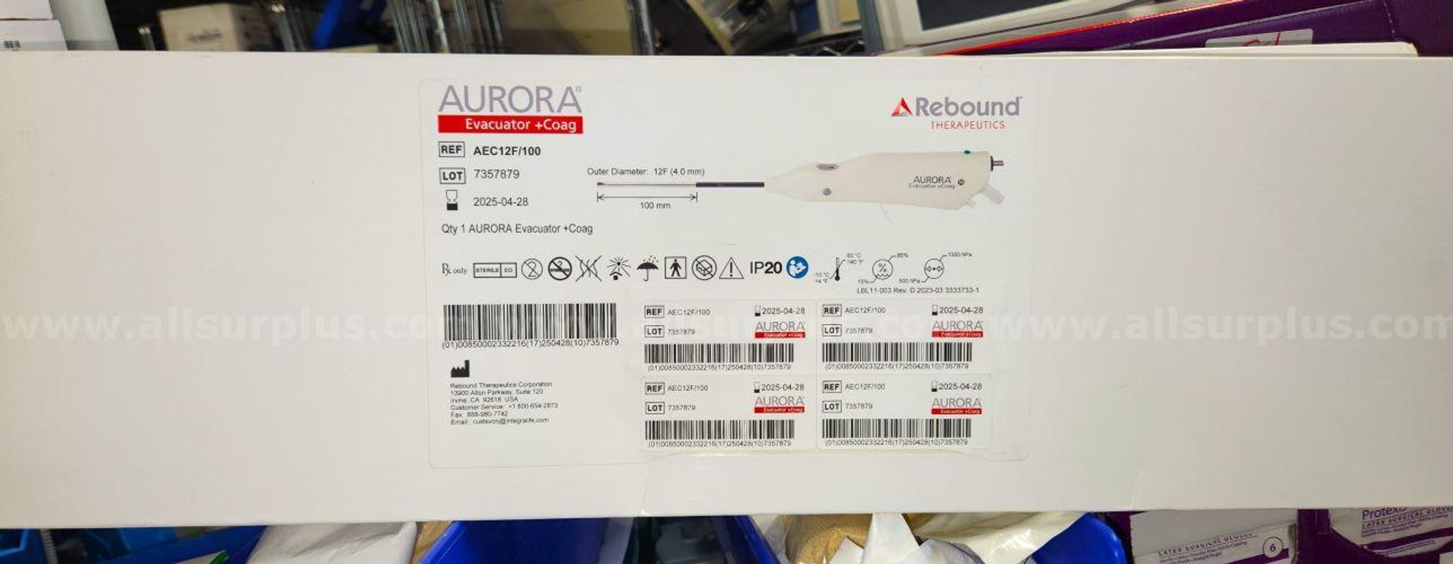 Lot of 2 units Rebound Therapeutics AURORA® Evacuator +Coag REF: AEC12F/100