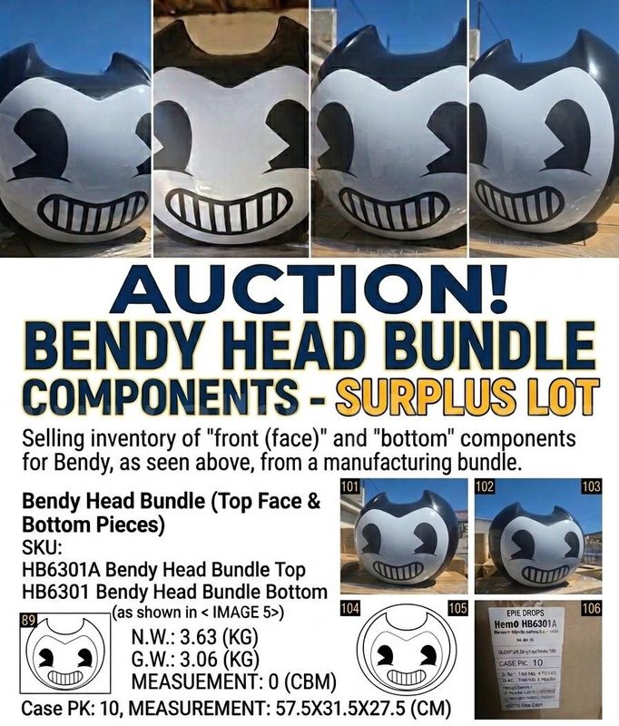 Video Game Collectibles: Surplus Lot: Bendy and the Ink Machine Collector's Head Bundle Shells PhatMojo Epic Drops