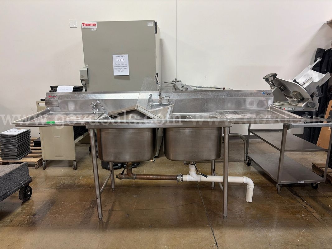 Eagle Group Stainless Steel Two Compartment Commercial Sink with Two 24" Drainboards