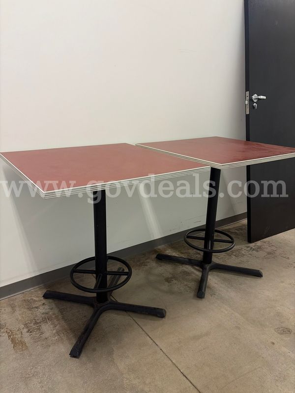 Lot of 2 Red Square High Top Tables